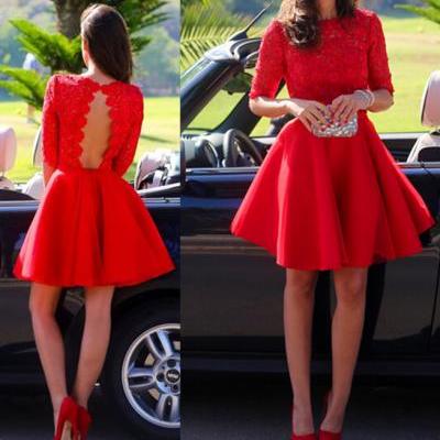 Short Prom dresses, Red Prom dresses, Lace Prom Dress, Short Prom Gowns, Red Homecoming Dresses, Lace Homecoming Dresses