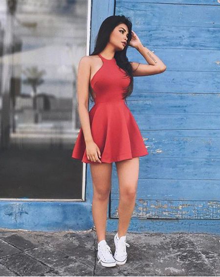red hoco dress short