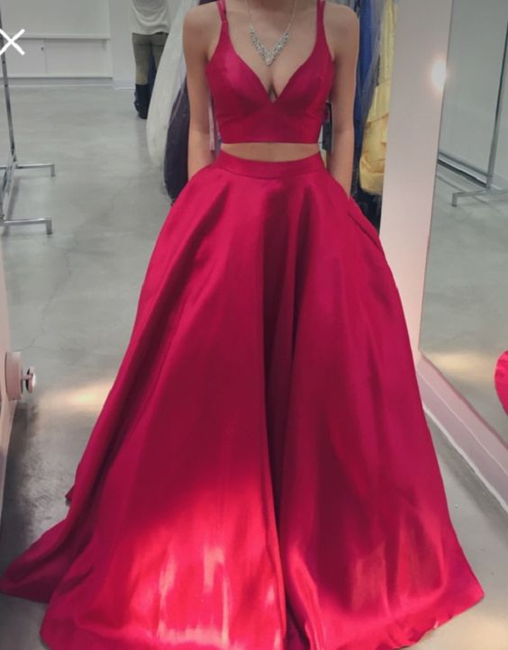 red 2 piece prom dresses