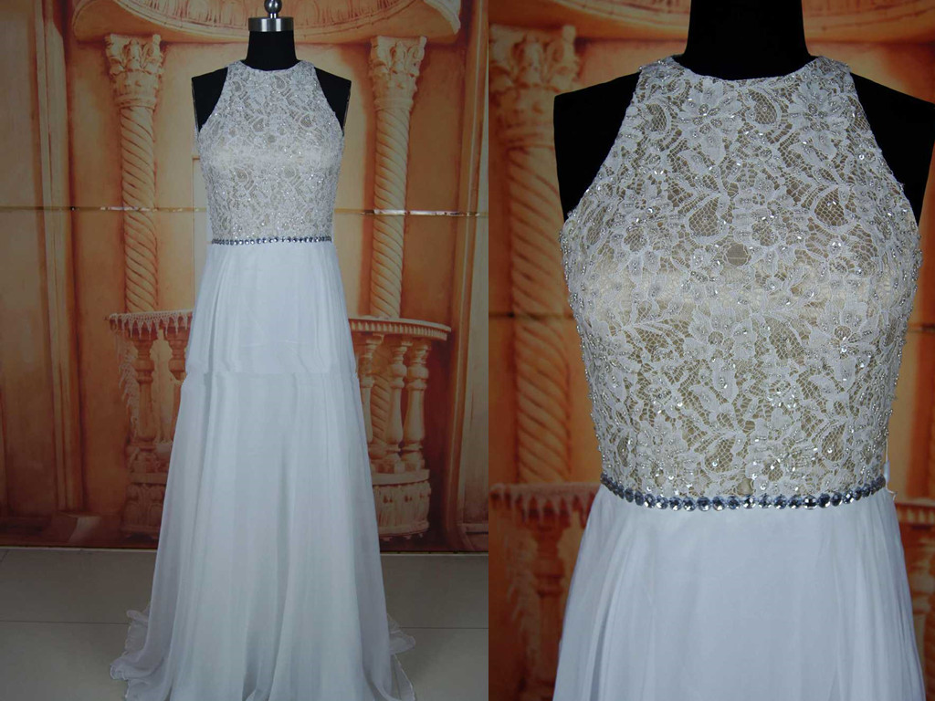 Black Lace Halter Prom Dress