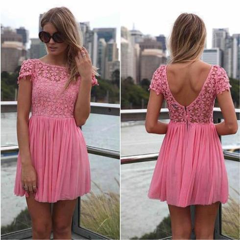 Short Pink Backless Dress