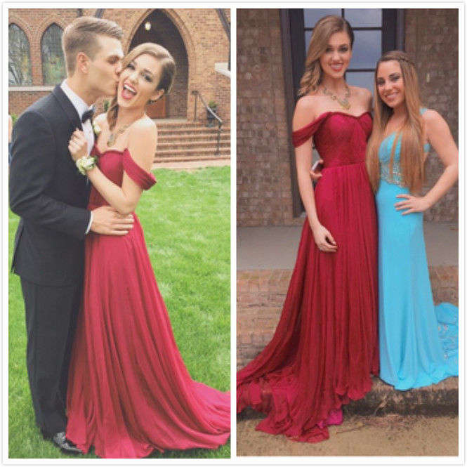 red prom dress with date