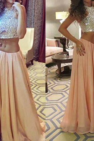 Sparking Sequins Prom Dress,two Piece Prom Dresses