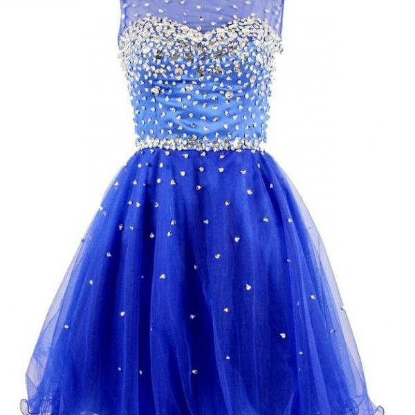 Custom Made Royal Blue Homecoming Dress,Organza Homecoming Dress