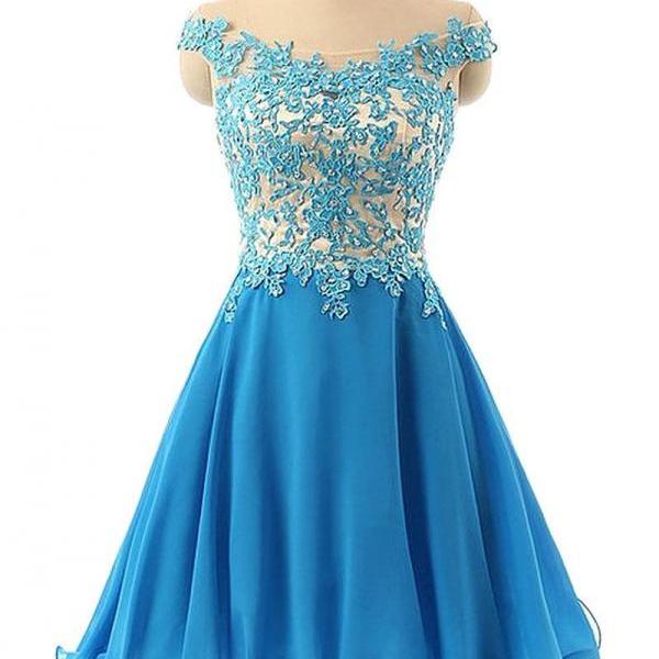 Elegant Lace Homecoming Dress,Appliques Homecoming Dresses,Off-the ...